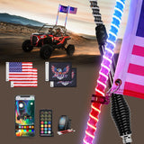 COB RGB LED Whip Light 2PCS 5FT Spiral Antenna Whips | Bluetooth APP and Remote Control with DIY Chasing Patterns Music Sync and Spring Base for ATV UTV RZR Can Am and Truck