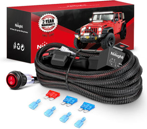 Wiring Harness Kit Nylon 16 AWG 2 Leads 12 V On Off Switch Power Relay Blade Fuse for LED Light Bar Off Road Lights on Cars Jeep Boat Trucks