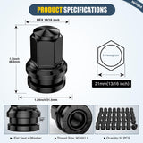32PCS M14x1.5 Lug Nuts Compatible with 2017-2025 Ford F250/F350 | Closed End Mag Seat One-Piece Solid Black Steel OEM Factory Wheel Nuts Replace