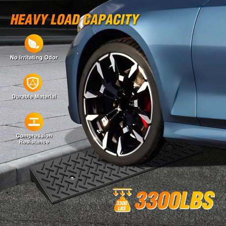 3.2 Inch Rise Curb Ramps, Heavy Duty Rubber Driveway Threshold Shed Ramp for Sidewalk Cars Lawn Mower Wheelchairs Motorcycles, 3300lbs Load Capacity