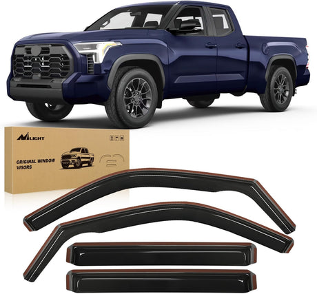 Side Window Deflectors for Toyota Tundra 2022 2023 2024 2025 2026 Double Cab Window Visors Rain Guards, Vent Shade for Fresh Air, Rain & Snow Protection, Wind Noise Reduction-4PCS