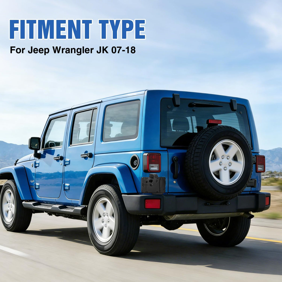 Rear License Plate Holder with Light for 2007-2018 Jeep Wrangler JK JKU Sahara Rubicon X Sport & Unlimited,Plastic License Plate Mounting Black