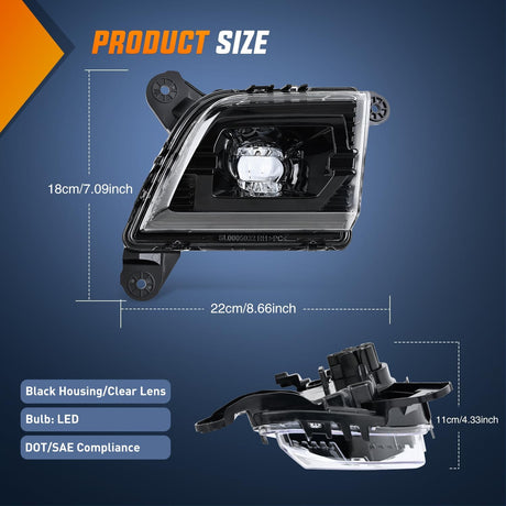 Fog Light Assembly Compatible with 2019 2020 2021 2022 2023 Chevrolet Silverado 1500 2020-2023 Chevy Silverado 2500HD 3500HD Smoke Lens Driver and Passenger Side