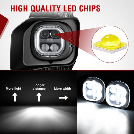 LED Fog Light Assembly Compatible with 2011 2012 2013 2014 2015 2016 Ford F250 F350 F450 F550 with Daytime Running Lights Driving Lamp Plug and Play Driver side and Passenger Side