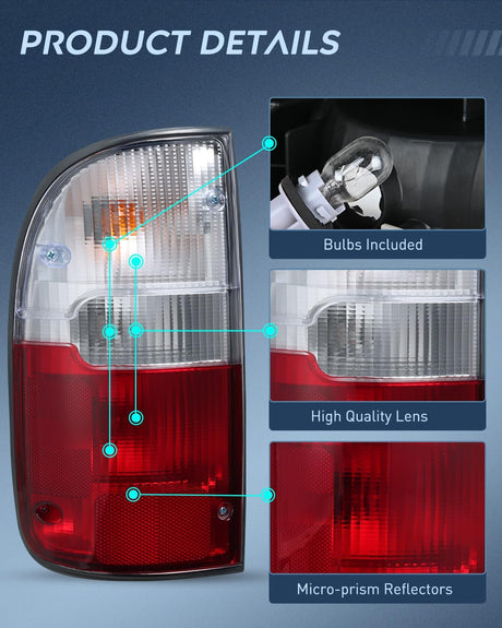 Taillight Assembly Compatible with 1995 1996 1997 1998 1999 2000 Toyota Tacoma Rear Tail Light Lamp Replacement OE Style Driver Side and Passenger Side