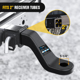 Forged Trailer Hitch Mount Fits 2 Inch Receiver Square 5/8 Inch Hitch Pin Clip 17000 lbs 4 Inch Drop, 1-1/4 Inch Hole, Gloss Black Powder Coat