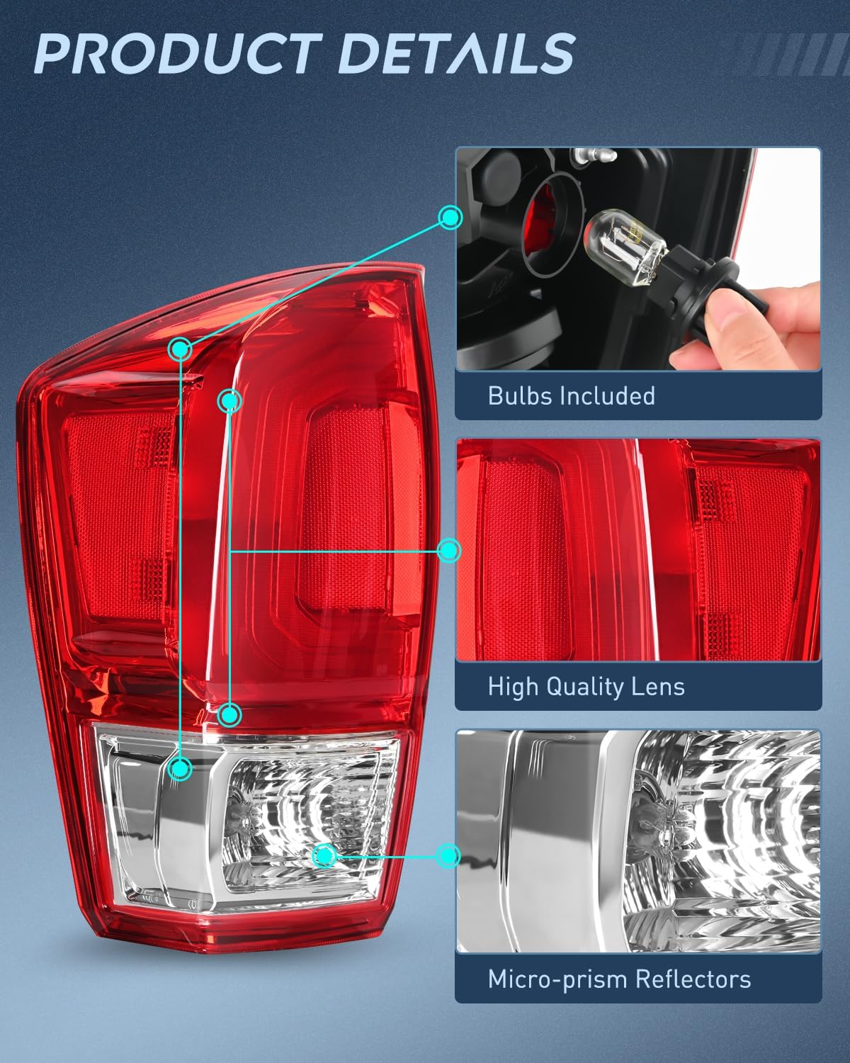2016-2023 Toyota Tacoma Taillight Assembly Rear Lamp Replacement OE Style Driver Passenger Side Nilight