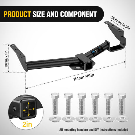 Class 3 Trailer Hitch 2 Inch Receiver for 2004-2007 Toyota Highlander; 2004-2006 Lexus RX330 ; Lexus RX400h 2006-2008; Lexus RX350 2007-2009; Multi-Fit Hitch Ball Mount Cargo Carrier Bike Rack