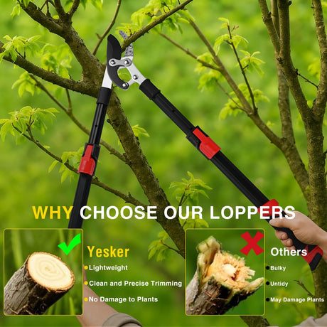27-35 Inch Extendable Loppers for Tree Trimming Heavy Duty Tree Trimmer Bypass Loppers with Compound Action Sharp Anvil Blade up to 2 Inch Cut Capacity Branch Cutter Chops Thick Branches Ease