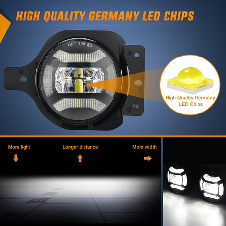 2018-2021 Jeep Wrangler JL JT JLU Gladiator Fog Light Assembly DRL Clear Lens Nilight