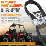 Drive Belt 3211072 3211077 Performance ATV CVT Belts Compatible with Polaris Sportsman 400 450 500 Scrambler Magnum Ranger 500 XP 875 Xplorer 4x4 Aramid Belt Replaces 20G4022 3211048, 1 Pack