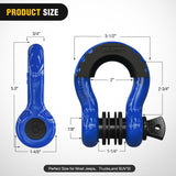 3/4 Inch D Ring Anti-Theft Shackle Tow Hook Jeep Truck SUV ATV UTV | Off Road Recovery Gear 19T 41,887 lbs Break Strength 4.75T WLL Rust-Resistant Anti-Rattle Isolators Heavy Duty Blue 2pack