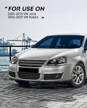 2005-2010 Volkswagen Jetta 2006-2009 VW Rabbit GTI Headlight Assembly Black Housing Clear Reflector Nilight
