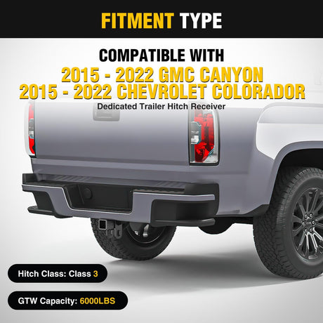 Class 3 Trailer Hitch 2 Inch Receiver Tow Hitch Compatible with Chevrolet Colorado/GMC Canyon 2015 2016 2017 2018 2019 2020 2021 2022 Black Powder Coated