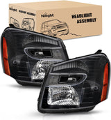Headlight Assembly Compatible with 2005 2006 2007 2008 2009 Chevy Equinox SUV OE Style Replacement Headlights Black Housing Amber Reflector Headlamp Passenger and Driver Side