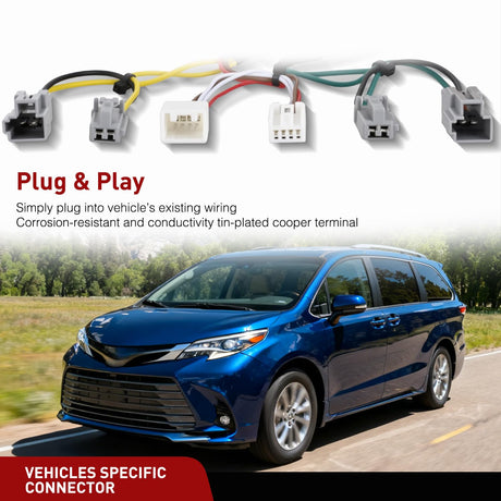 4 Pin Trailer Wiring Harness Kit 56106 Vehicle Standard 4 Way Connector Custom for 2011 2012 2013 2014 Toyota Sienna, 2015 2016 2017 2018 2019 2020 Sienna SE Simple Fit Tow Hitch Harness