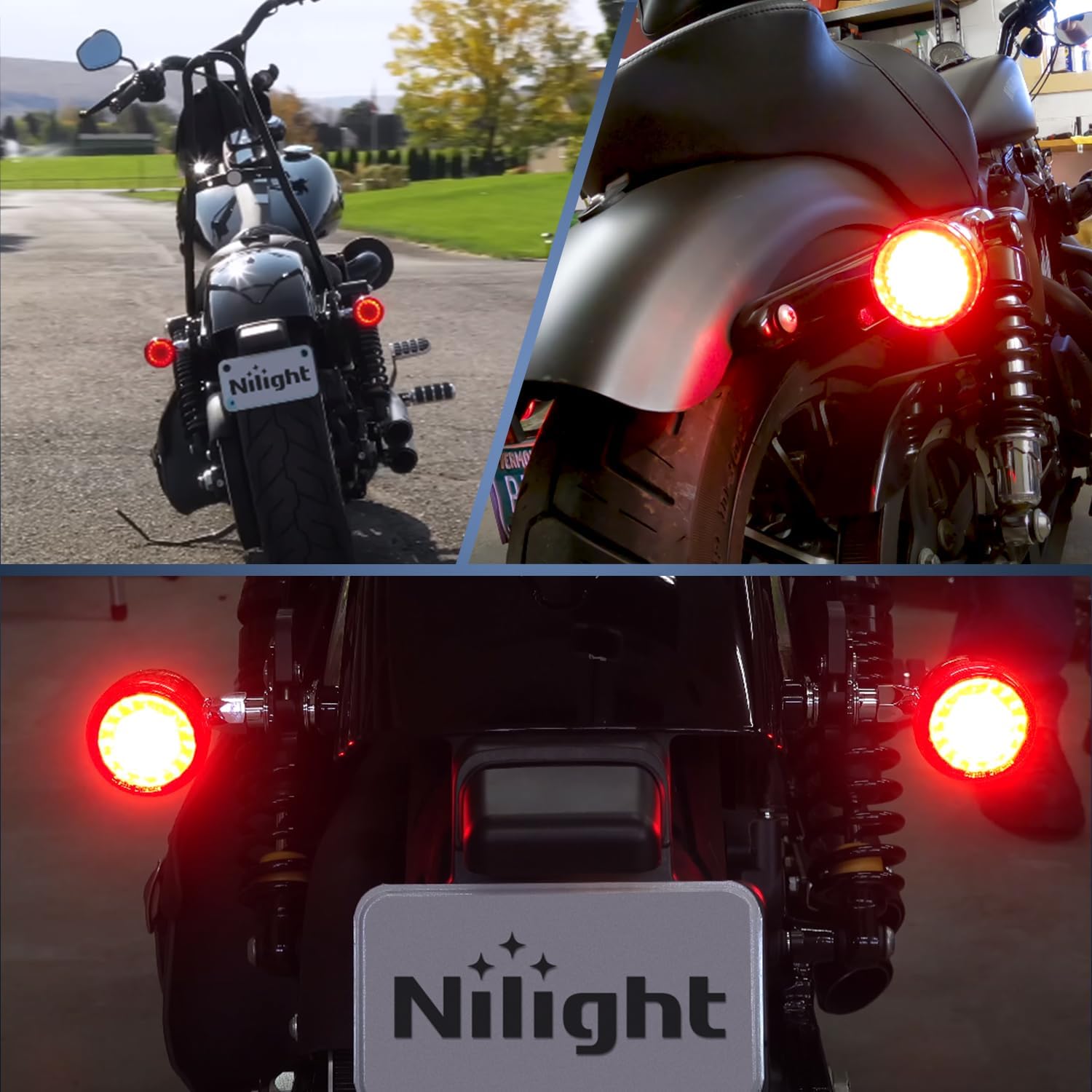 LED Turn Signal Rear Brake Running Lights 1157 Double Contacts Plug and Play For Harley Davidson Dyna Sportster Touring Street Glide Road Glide Road King Iron 883 Nilight
