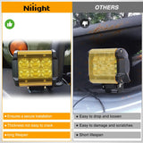 Light Bar Cover for 4 Inch LED Pods, 2 PCS Yellow Protective Durable Polycarbonate Lens Waterproof Dustproof Scratch-Proof for Double-Row Off Road Driving Lighting