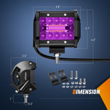 4 Inch LED Light Pods Purple Triple Row 2PCS 60W Flood Spot Combo Off Road Driving Decoration Neon Hunting Lighting for UTV Pick-up Van Boat Tractor