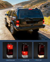 Taillight Assembly Compatible with 1997 1998 1999 2000 2001 Jeep Cherokee Limited SE Sport XJ XJ Chassis Rear Tail Light Lamp Replacement OE Style Smoked Black Drive and Passenger Side