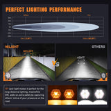 LED Pod Lights with Amber DRL 4 Inch 30 W Hexagon Offroad Driving 2600 LM Super Spot Light 16 AWG Wiring Harness Kit for LED Auxiliary Work Lights for Truck UTV ATV SUV 4x4