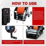 Boat Trailer Winch 3500 LBS Hand Crank Winch Heavy Duty Boat Winches with 33 FT Orange Strap Rope Hook Two Way Ratchet 4:1 8:1 Gear Portable Marine Manual Winch for Trailers Boat RV ATV Towing