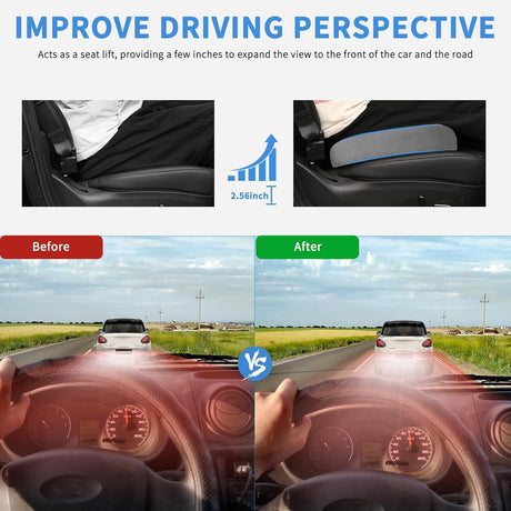Car Seat Cushion Gray Velvet Gel Memory Foam Seats Soft and Comfortable Suitable for Daily Life and Driving Relieves Sciatica and Tailbone Pain Improves Drive Vision