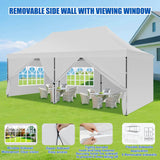 10x20 Pop Up Canopy Tent with Sidewalls Instant Outdoor Canopy, Waterproof & UV Protection, Easy Setup Adjustable Height Heavy Duty Shelter Gazebo Tent for Patio Backyard Party Events, White