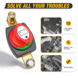 Side Post Battery Disconnect Switch with Adapter Negative | 12V-48V 275A Marine Battery Kill Switch ON OFF Negative Power Cut Shut Off for Boat Car RV