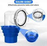 90 Degree RV Sewer Hose Fittings with 4-in-1 Adapter, Clear RV Sewer Hose Elbow Leak-Proof Connection & Odor-Tight Seal Fits 4 Sizes of Dump Station Inlets for Campers Travel Trailers, Blue