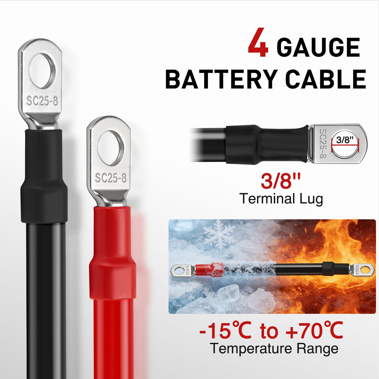 7PCS 4 AWG Golf Cart Battery Cable Kit Pure Copper for EZGO TXT | Heavy Duty Pure Copper AC/DC Wire Kits with Tinned Copper Lugs for 36V/48V EZGO TXT 1994-up