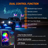 RGB LED Whip Light 2PCS 6FT Spiral Antenna Whips | APP and Remote Control with DIY Chasing Patterns Turn Signal Brake Reverse Functions and Spring Base for ATV UTV RZR and Jeep