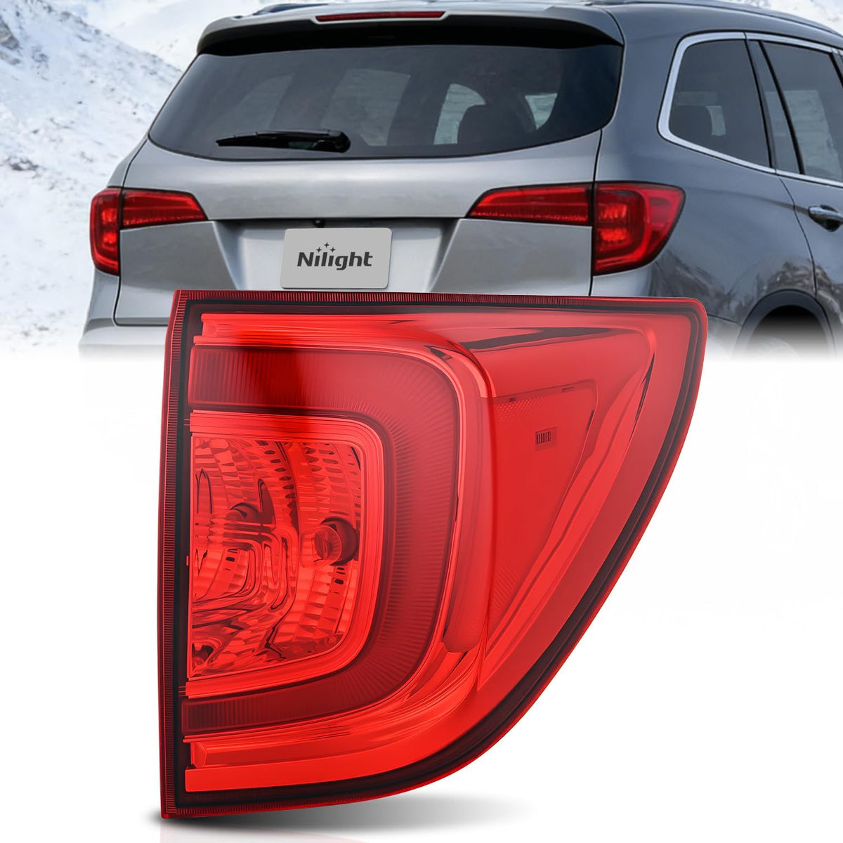 Taillight Assembly Compatible with 2016 2017 2018 Honda Pilot Outer Tail Light OE Style Rear Lamp Replacement Passenger Side