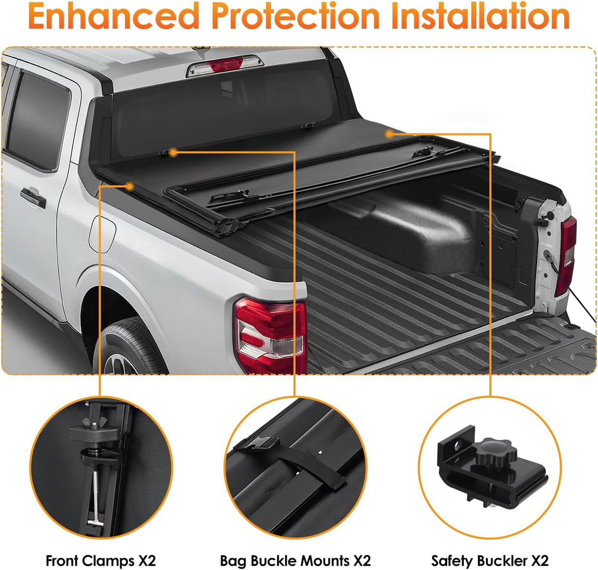 Soft Tri-Fold Truck Bed Tonneau Cover for Jeep Gladiator JT 2020–2025, 5ft Bed, Weather Resistant Low Profile Cargo Protection