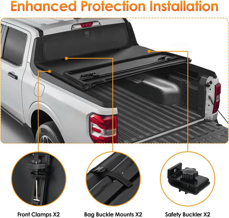 Soft Tri-fold Truck Bed Tonneau Cover Compatible with Ford F150 2004 2005 2006 2007 2008 2009 2010 2011 2012 2013 2014-6.5ft