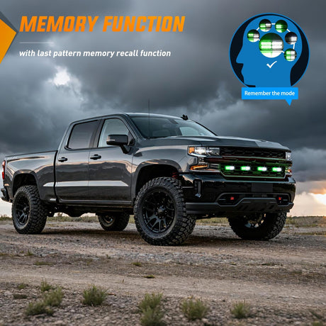 4PCS 24LED Emergency Strobe lights 12V 24V Green White Surface Mount Grille Hazard Safety Warning Light Sync Feature Side Flashing Marker Flash for Car Truck Campers