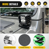 Light Mounting Bracket Hood Cowl Mount Brackets for Front A-Pillar Auxiliary Offroad LED Work Pods Lights on Jeep Wrangler JL JLU Gladiator JT 2018 2019 2020 2021 2022 2023 2024 2025, Black