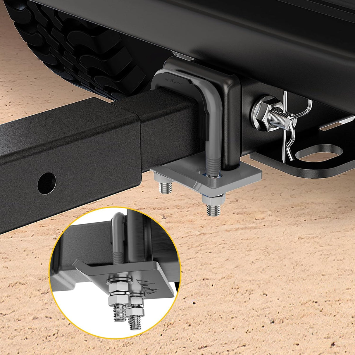 Trailer Hitch Tightener for 2 Inch Trailers Hitches Mount Anti Rattle Heavy Duty Steel with Rubber Cover Grey U Bolt Glossy Coating Plate Electrophoresis Anti-Rust Triple Protective