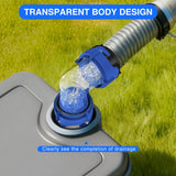 90 Degree RV Tote Tank Adapter, Clear RV Sewer Hose Elbow Fitting with 4 Swivel Bayonet Prongs Leak-Proof Double Odor-Tight Sealing Ring for RV Camping Portable Waste Tank Sewer Hoses, Blue