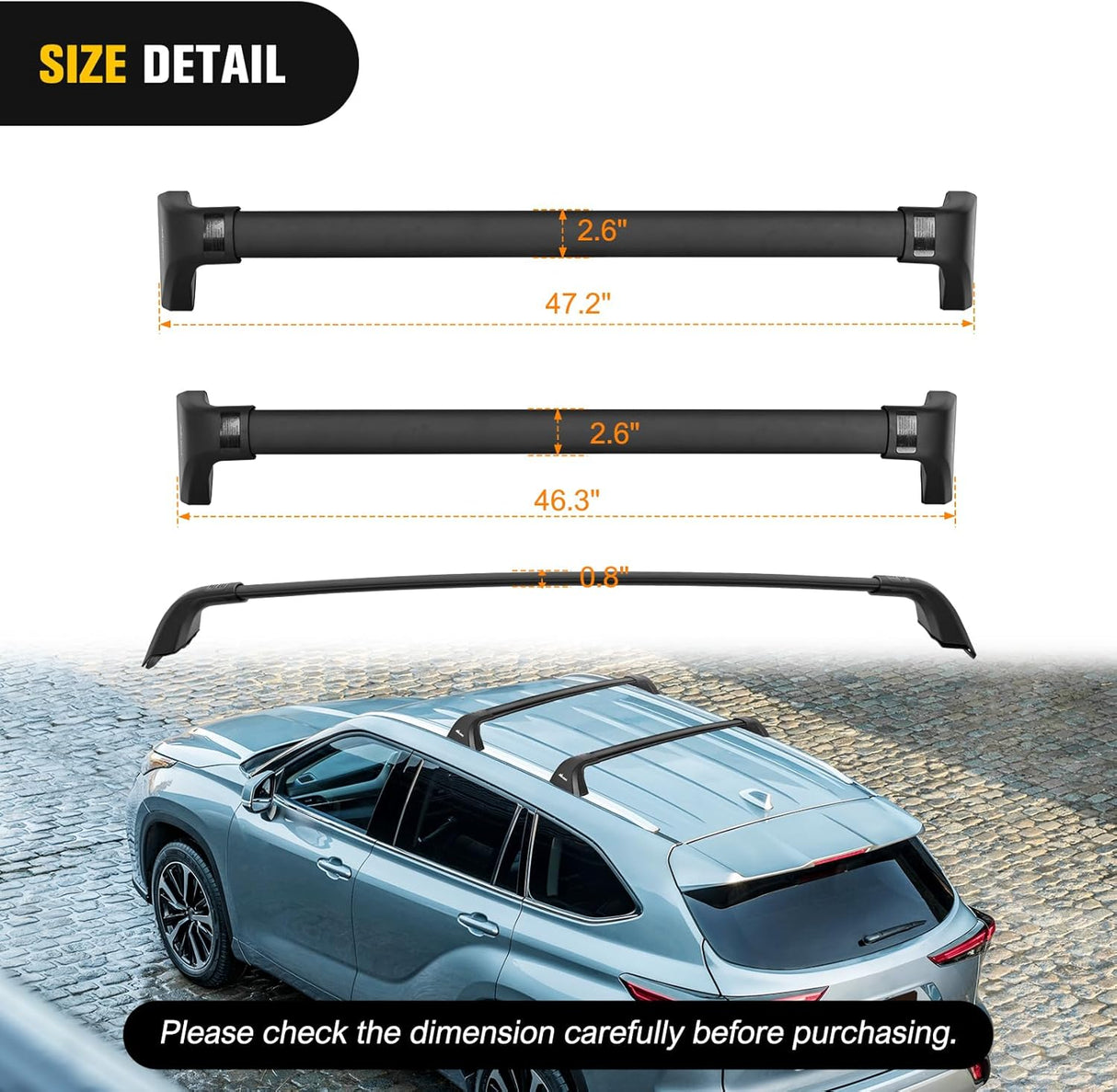 Roof Rack Cross Bars Fit for Toyota Highlander XLE Limited Platinum 2020 2021 2022 2023,Adjustable Aluminum car Crossbars with Rubber Pad for Cargo Carrier Luggage Bike Kayak Rooftop Snowboard