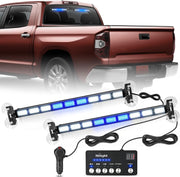162 LED Traffic Advisor Strobe Light Bar 2-in-1 Blue White Emergency Warning Hazard Lights with Controller 4 Switchable Color 36 Flash Pattern for Trucks Cars Tow Plow Construction Vehicles