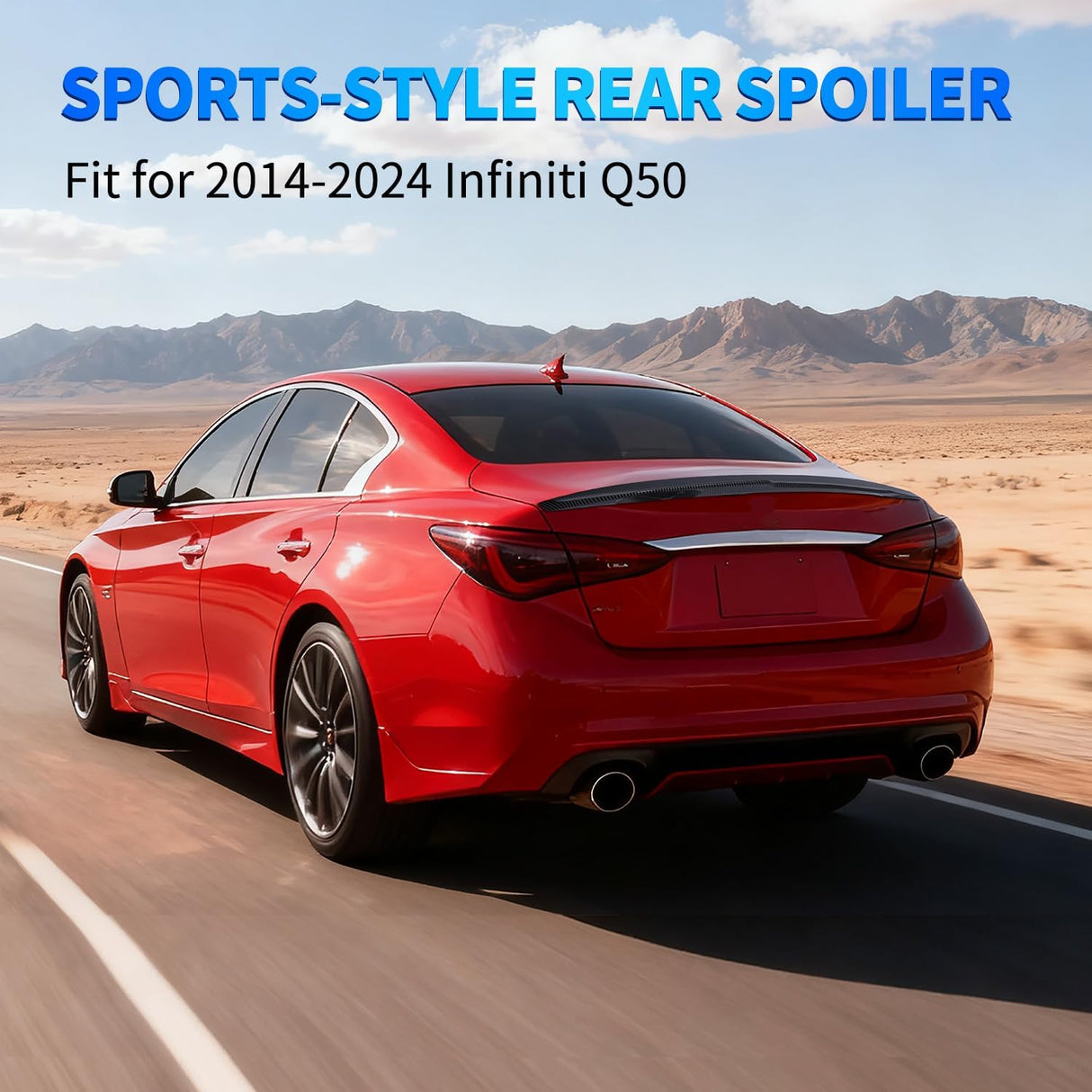 Spoiler Fit for Infiniti Q50 4 Door Sedan 2014 2015 2016 2017 2018 2019 2020 2021 2022 2023 2024 Spoilers for Cars Rear Spoiler Wing ABS Rear Trunk Lip Accessories, Carbon Fiber Pattern Black