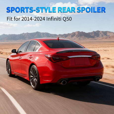 Spoiler Fit for Infiniti Q50 4 Door Sedan 2014 2015 2016 2017 2018 2019 2020 2021 2022 2023 2024 Spoilers for Cars Rear Spoiler Wing ABS Rear Trunk Lip Accessories, Carbon Fiber Pattern Black