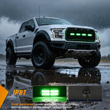 4PCS 24LED Emergency Strobe lights 12V 24V Green Surface Mount Grille Hazard Safety Warning Light Sync Feature Side Flashing Marker Flash for Car Truck Campers