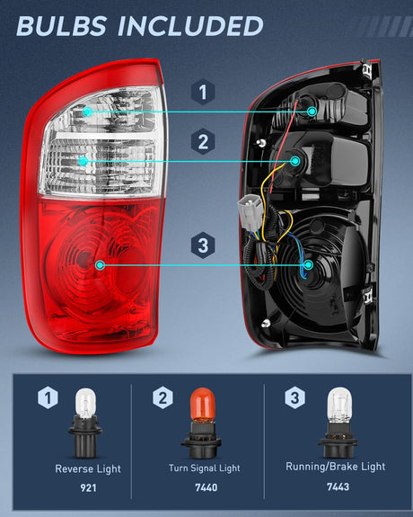 Taillight Assembly Compatible with 2004 2005 2006 Toyota Tundra 4 Door Double Cab and Crew Cab Tail Light OE Style Rear Lamp Replacement Driver Side