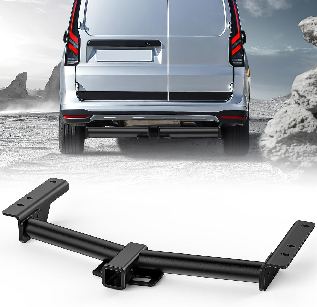 2 Inch Receiver Tow Hitch for Ford transit-150 250 350 2015-2026 | Class 3 Trailer Hitch for 2022 2023 2024 2025 2026 Ford E-Transit Black Powder Coated