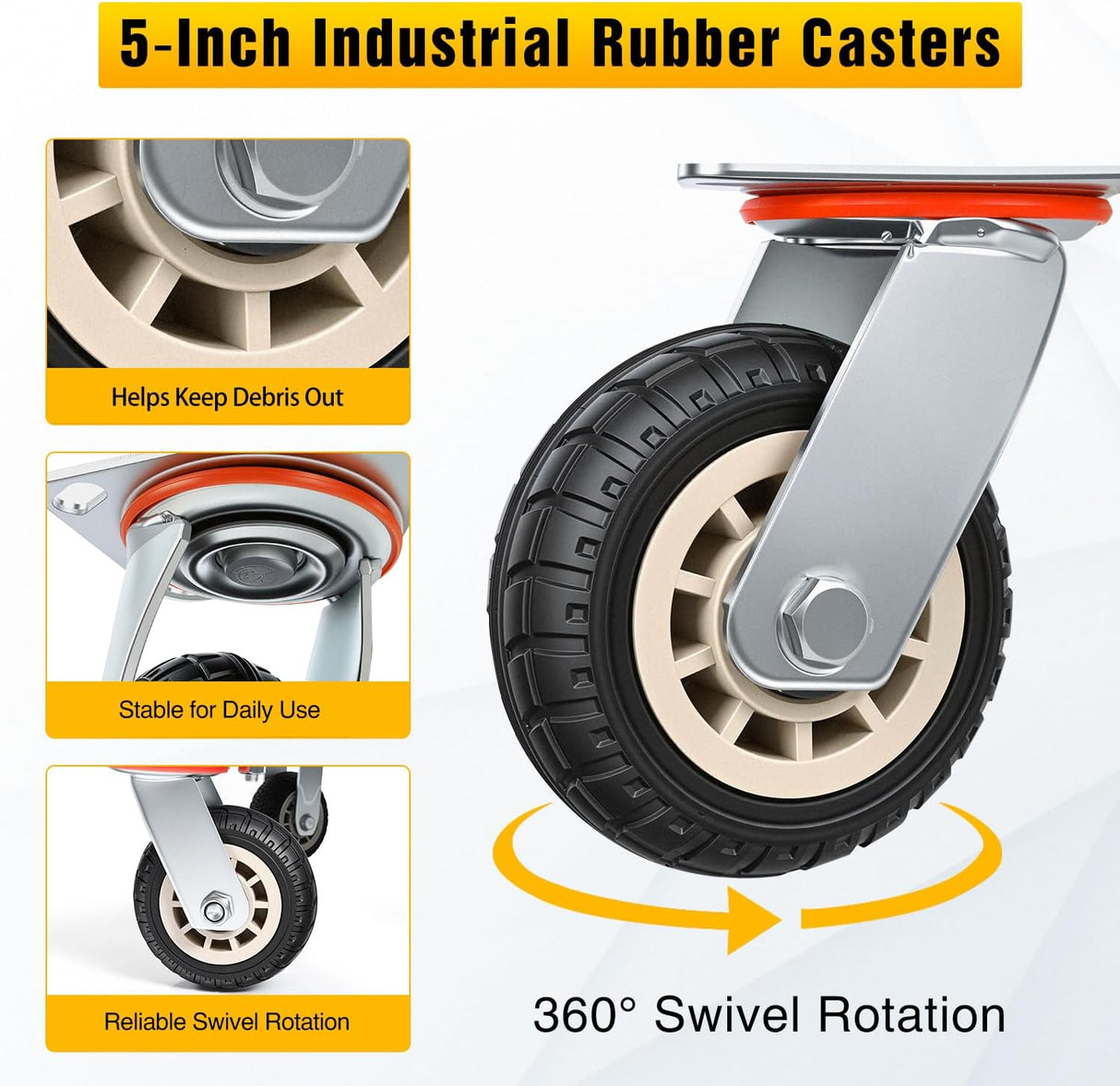 Stainless Steel Platform Cart 1320 lbs Heavy Duty Flatbed Push Dolly with 5 Inch Rubber Wheels 36 x 24 Inch Platform Truck for Warehouse Industrial Use Black
