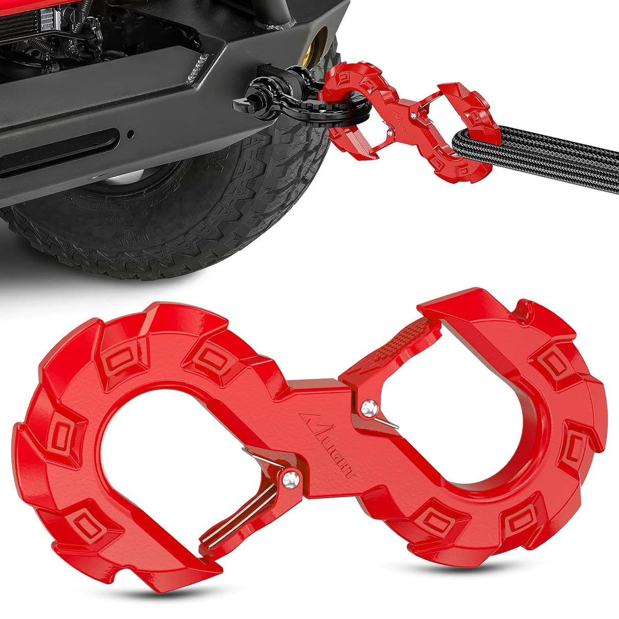 Quick Release S-Tow Shackle Hook – Heavy Duty Off-Road Recovery Hook, Fits Winch Rope & Recovery Strap, 11,000 LBS Working Load, for Jeep, SUV, ATV, Trailers, Forged Steel, Red