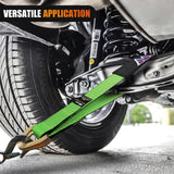 2 Inch x 38 Inch Axle Tie Down Straps with D-Rings & Protective Sleeves | 11,127 LBS Break Strength for Car Haulers Engine Hoists Trucks Trailers and UTVs 4 Pack Green