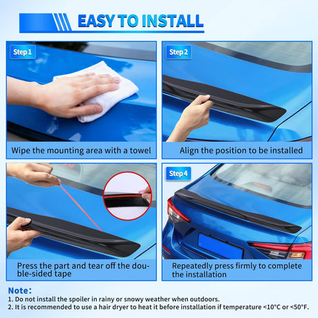 Spoiler Fit for Honda Civic Sedan 2022 2023 2024 2025 22 23 24 25 Spoilers for Cars Rear Spoiler Wing ABS Sporty Appearance Rear Trunk Lip Accessories No-Drill Installation, Glossy Black